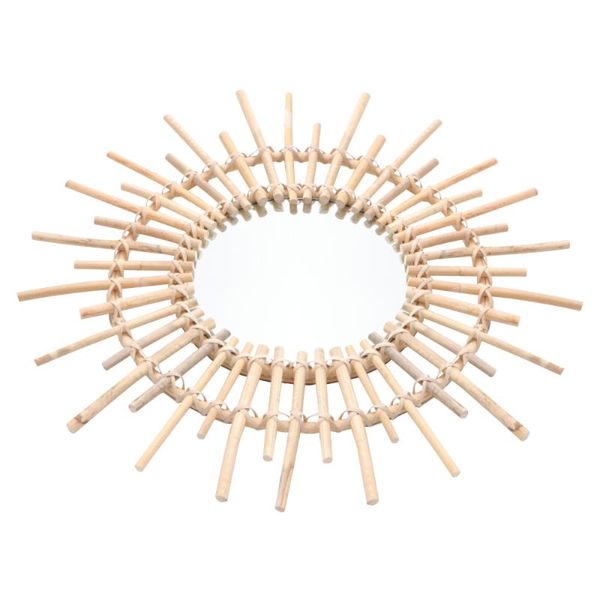

mirrors 1pc wicker woven decorative mirror rattan make-up decor (khaki)