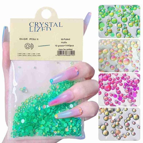 

nail art decorations mermaid symphony beads glitter crystal decoration 1440pcs 3d drill for diy decorative accessories, Silver;gold