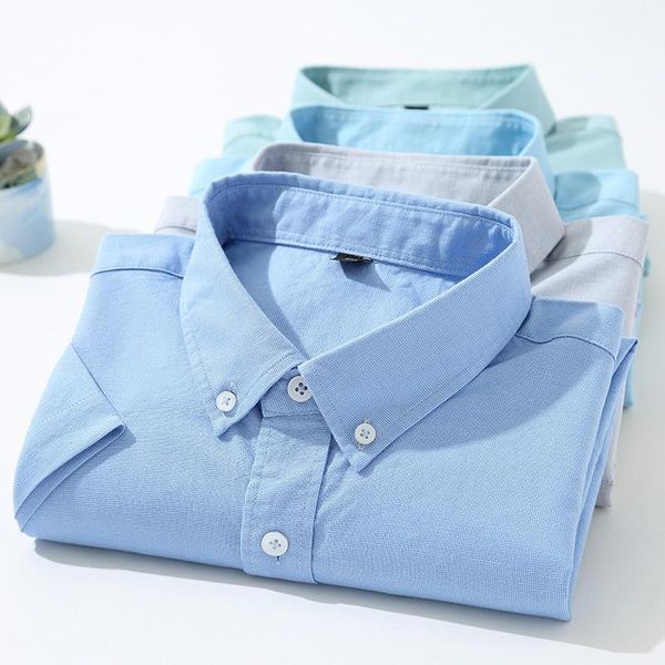

men's dress shirts summer cotton short sleeve shirt for men cool breathable button down solid casual clothing business formal, White;black