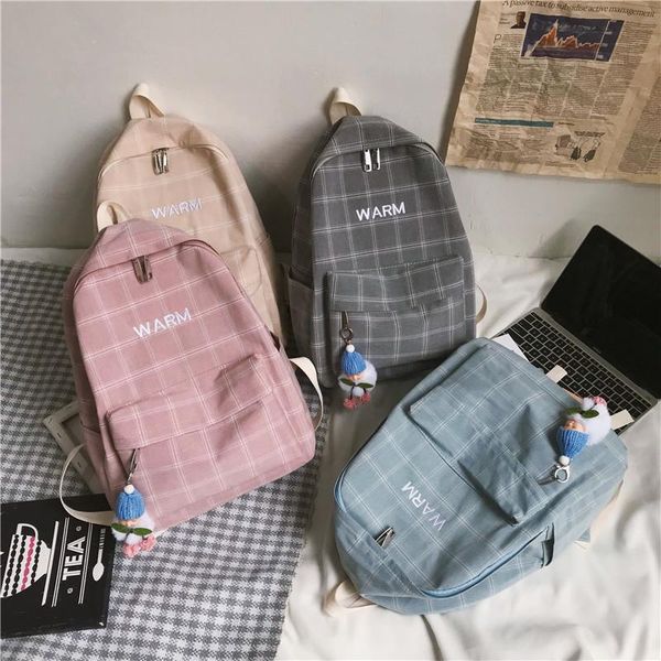 

backpack small fresh literary style retro lattice decoration student school bag college sweet and cute girl