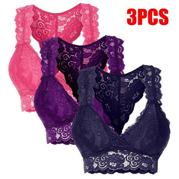 

yoga outfit 3pc brassiere women's seamless bra lace underwear lingerie femme breathable summer intimates & sleepwears