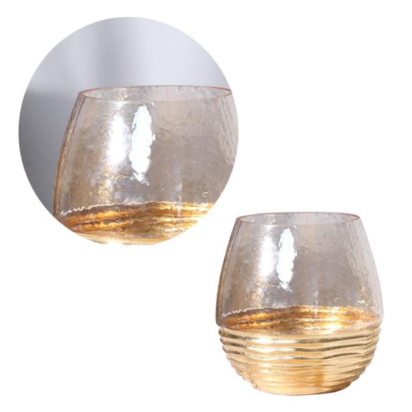 

vases 1pc gold leaf transparent glass vase golden crack for flower (golden)
