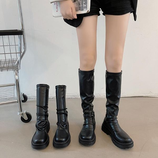 

boots med heel women's shoes platform clogs rubber pu basic hoof rain heels, Black
