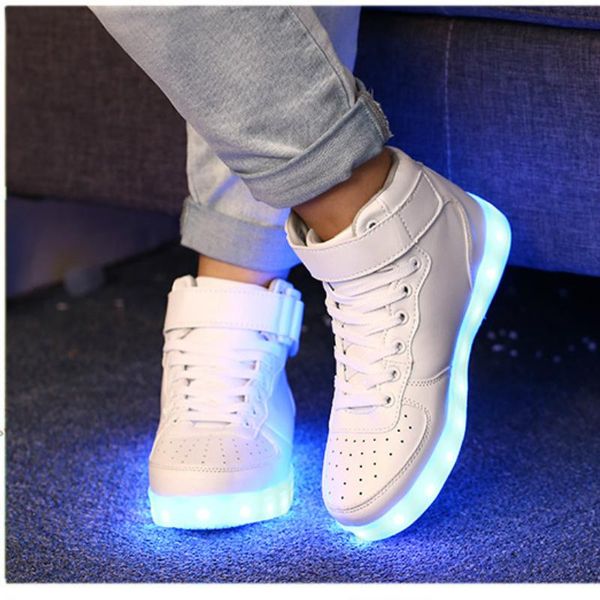 

25-46 led usb charging shoes for kids and adults glowing sneakers boys girls hook loop luminous shoes fashion men women party, Black