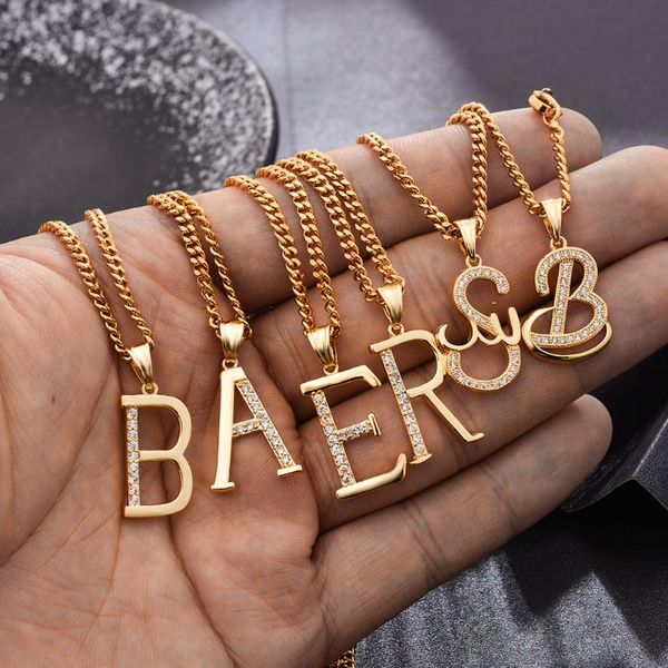 

pendant necklaces wando a-z letters for women men girls english initial alphabet link chains gold color jewelry, Silver