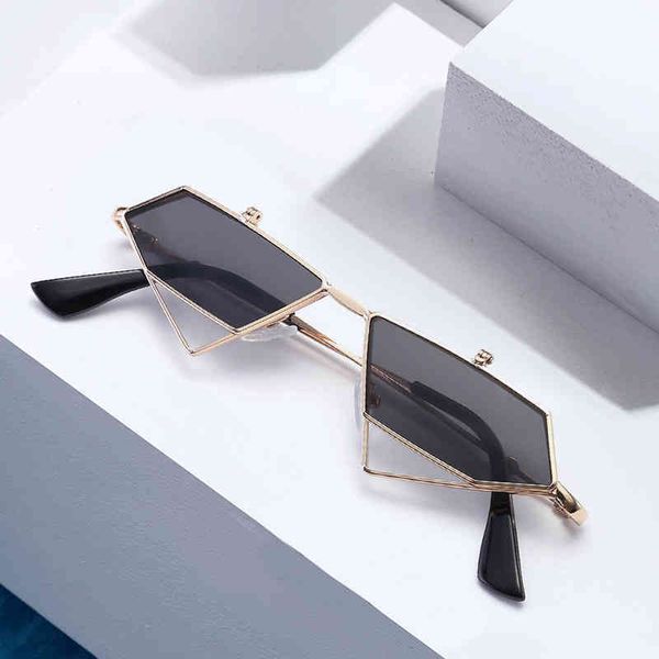 

sunglasses 2022 punk beauty fashion sun irregular flip metal, White;black