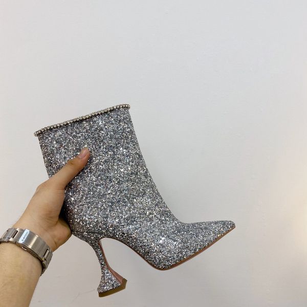 

designer women shoes ankle boot luxury chain bottom booty brand lady knight booties party wedding, Red;white