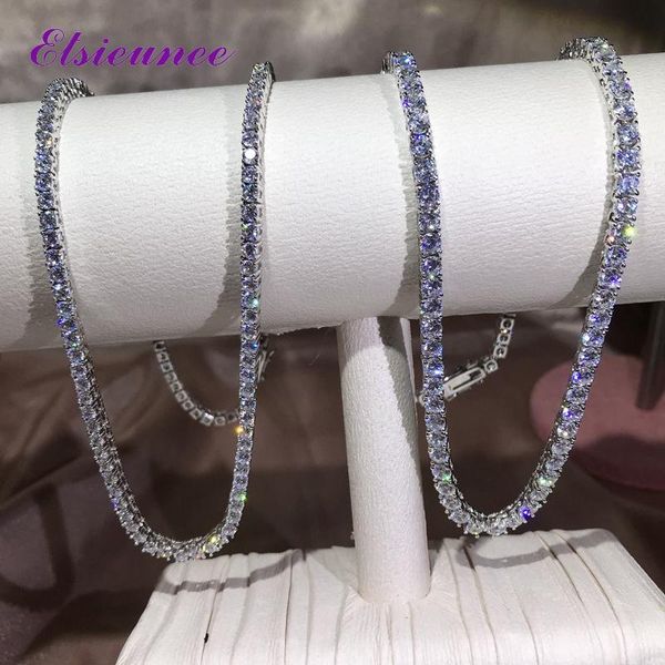 

chains elsieunee classic real silver 925 jewelry tennis necklaces for women simulated moissanite diamonds fine wholesale