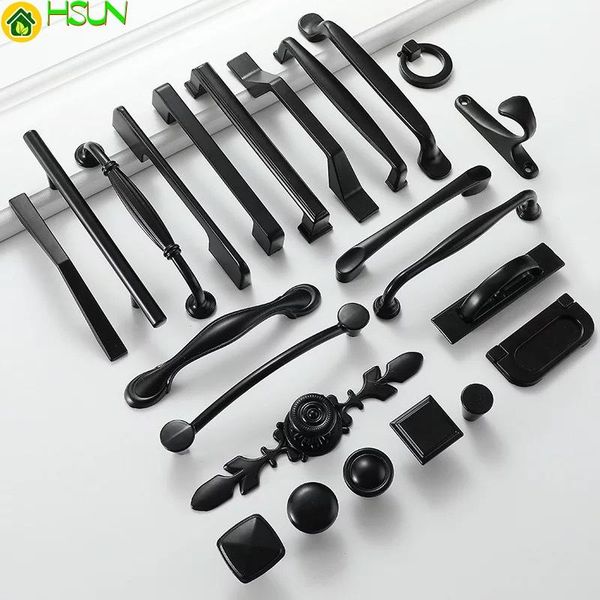 

handles & pulls black furniture cabinet door handle cupboard wardrobe drawer dresser knob pull 96/128mm hole kitchen closet manufacture fact