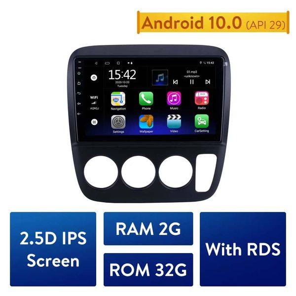 9 polegadas 2.5d IPS Android 10 Double Din Din DVD Rádio Estéreo Head Unit Player para Honda CRC CRV 1995-2001 GPS Navegação