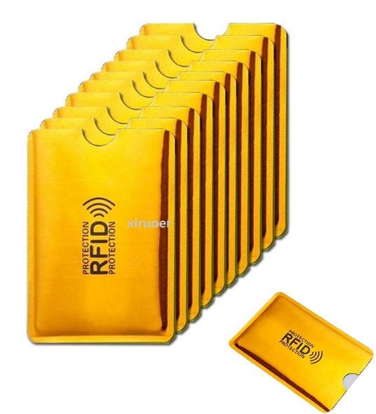 Xiruoer mangas de ouro RFID Bloqueio de cartão de bloqueio para homens mulheres laser alumínio folha NFC leitor de bloqueio protetor anti-digitalização do cartão de crédito do banco 1000pcs