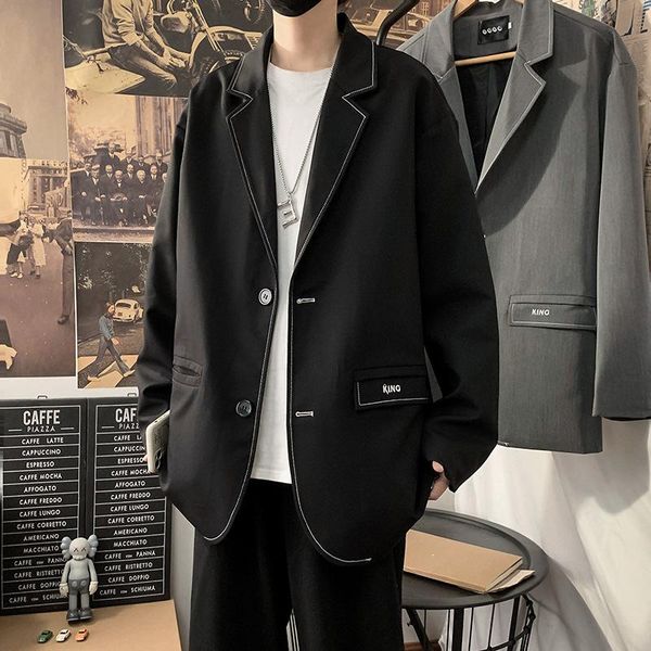 

men's suits & blazers oversized single breasted men 2021 spring thin casual korean style trendy loose suit jacket, White;black