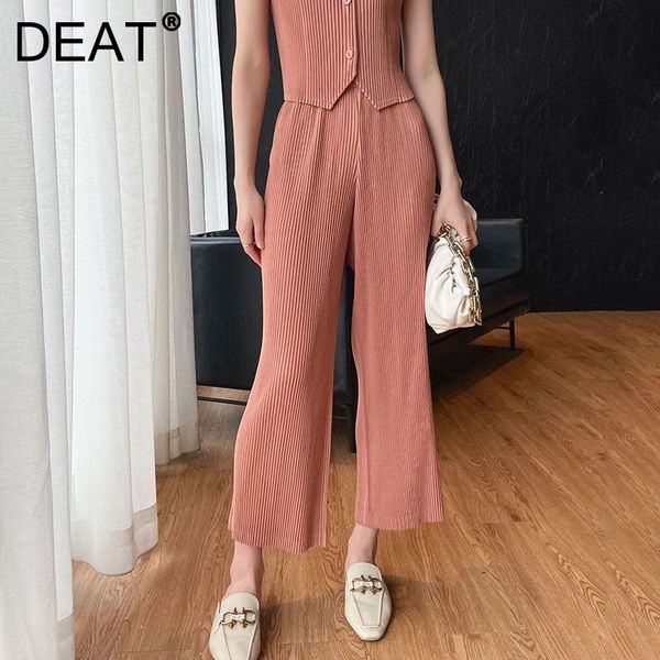 

women's pants & capris woman pleated straight pink solid high elastic waist casual style loose wild trousers 2022 spring fashion 15ab36, Black;white