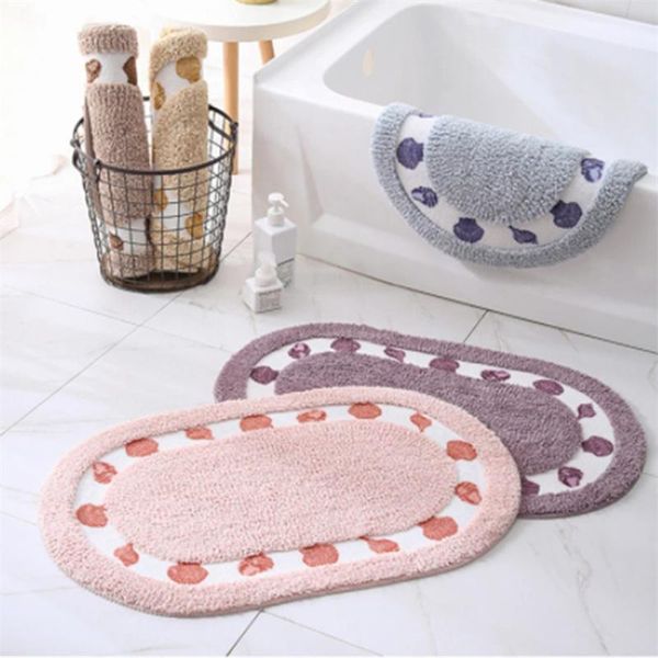 

bath mats oval shape bathroom carpet microfiber bathtub side floor non-slip toilet rugs doormat for shower tapis salle de bain