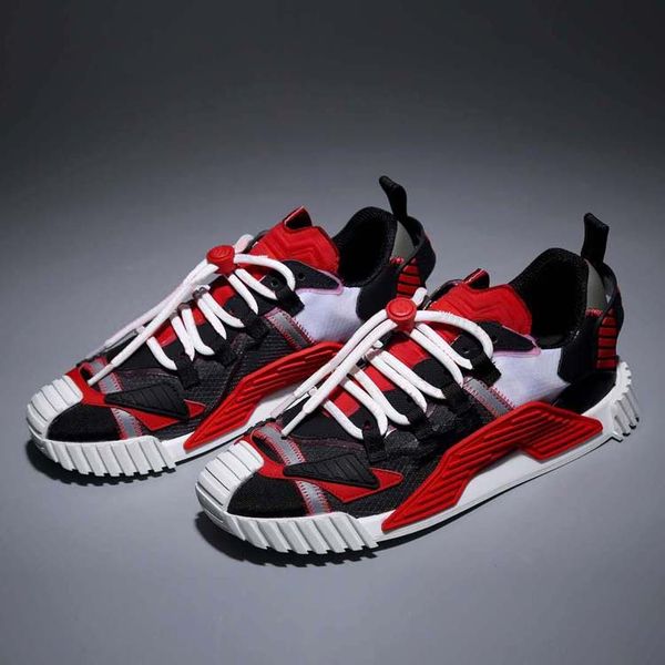

casual shoes fashion real leather handmade multicolor gradient technical sneakers men women famous shoes trainers 62, Black