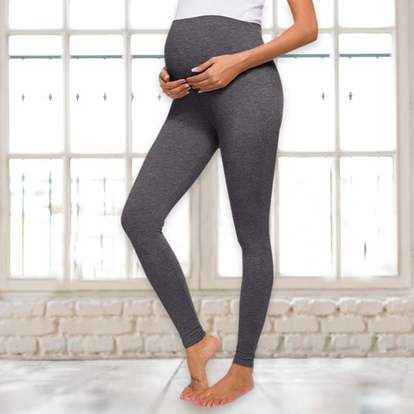 

maternity bottoms solid pregnant leggings pregnancy women high waist cotton trousers ladies breathable stretchy slim pants, White