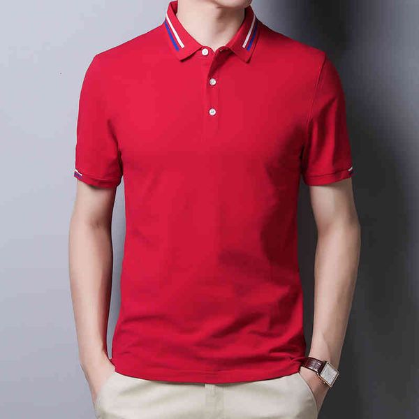 

men polo men's short sleeve t-shirt summer middle-aged and young business pure cotton lapel trend top, White;black