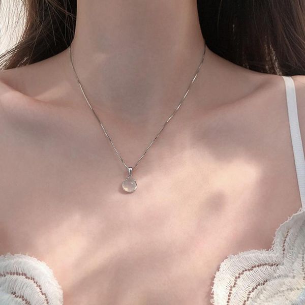 

chokers white jade pendant necklace female siver chain choker for women girls clavicle charm party wedding jewelry, Golden;silver