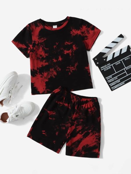 

toddler boys tie dye & shorts set she, White