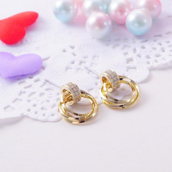 

stud sweet delicate women's earings white crystal earrings round circle small for women 2021 jewelry gift, Golden;silver