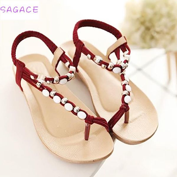 

sagace 2021 plus size 34-43 new genuine leather sandals women girls shoes solid color flat summer beach shoes, Black