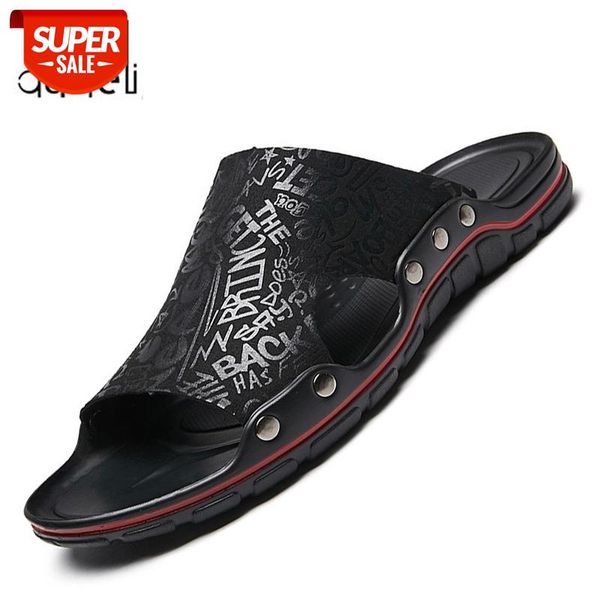

men slippers summer flat 2019 summer men shoes breathable beach slippers flat black brown flip flops brand slides #zd8u