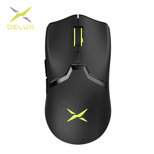 

delux m800 rgb 2.4ghz wireless + wired gaming mouse dual mode 16000 dpi lightweight ergonomic 1000hz mice with soft rope cable