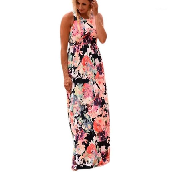 

boho dress women summer floral print ladies dresses for parties long maxi beach cover up fit and flare sundress women's swimwear, White;black