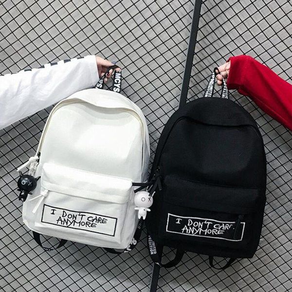 

backpack 2021 fashion canvas women doll pendant travel shoulder bag harajuku female mochila bagpack