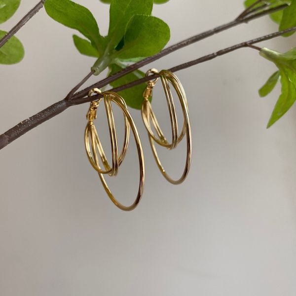 

copper vacuum plated 14k earpin earring personality big ring earring h10-5, Silver