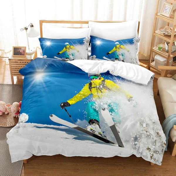 

bedding sets extreme sport skiing set single twin full  king size bed aldult kid bedroom duvetcover ski 010