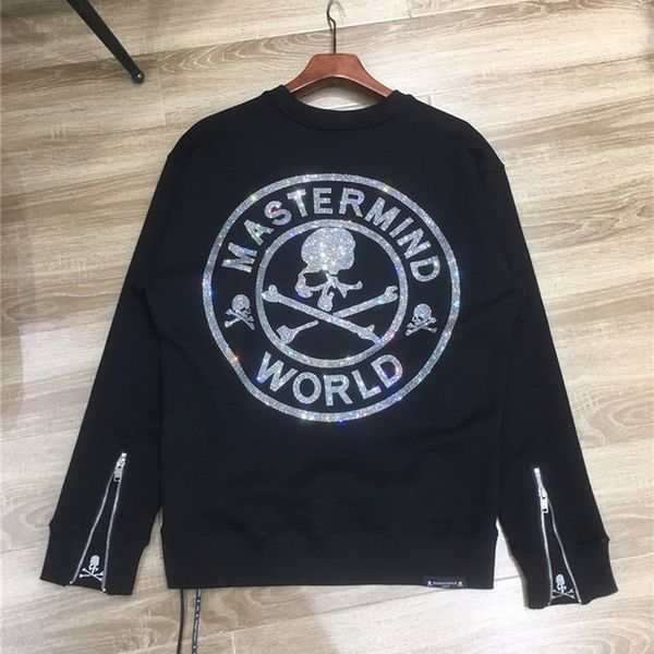

2021 new round shape rhinestone mastermind sweatshirts men women 1:1 winter crewneck hoodies qow1, Black