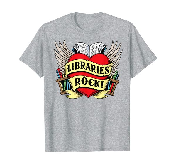 

libraries rock funny librarian gift t-shirt, White;black
