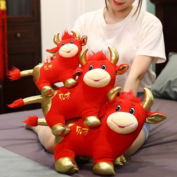 

christmas decorations cute cattle plush lovely simulation zodiac mascot cartoon bull soft stuffed doll pillow cushion birthday chinese year