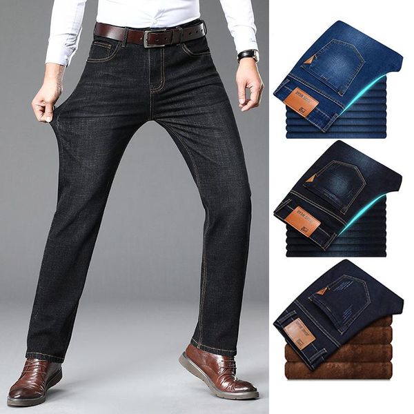 

men's jeans 2021designer classic style business casual advanced stretch regular fit denim trousers grey blue pants male