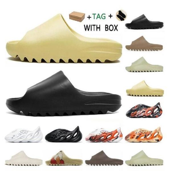 

double box 2021 fashion resin bone earth brown desert sand eva foam runner slides mens womens kid children slipper slippers sandals