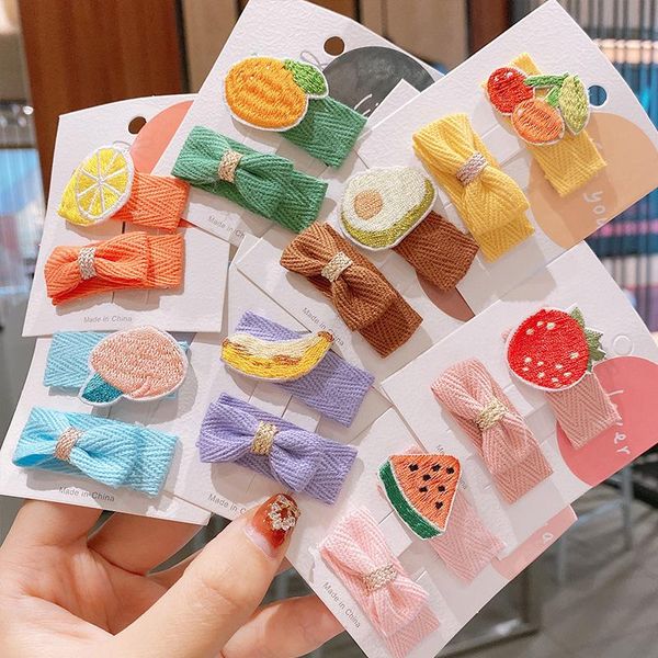 

hair accessories baby bangs clip girls head jewelry simple fashion small fruit bow set children's, Slivery;white