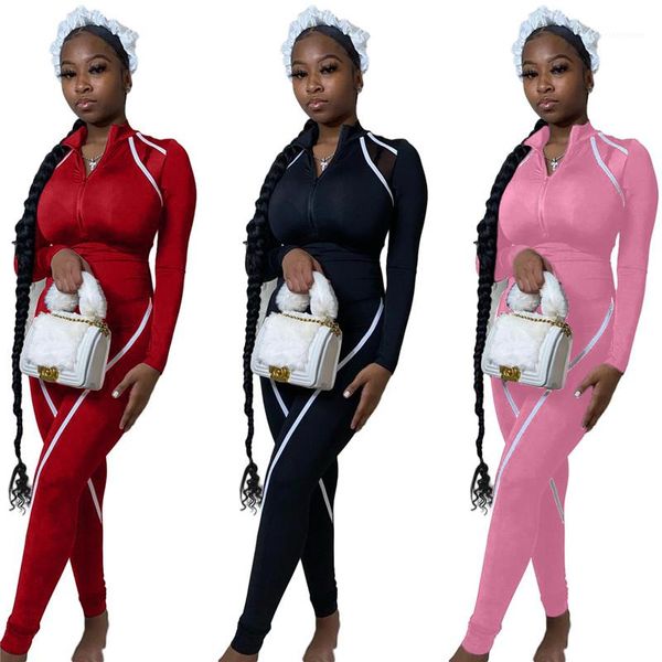 

slim long sleeve long pants womens jumpsuits casual females clothing guaze panelled womens designer jumpsuits fashion, Black;white