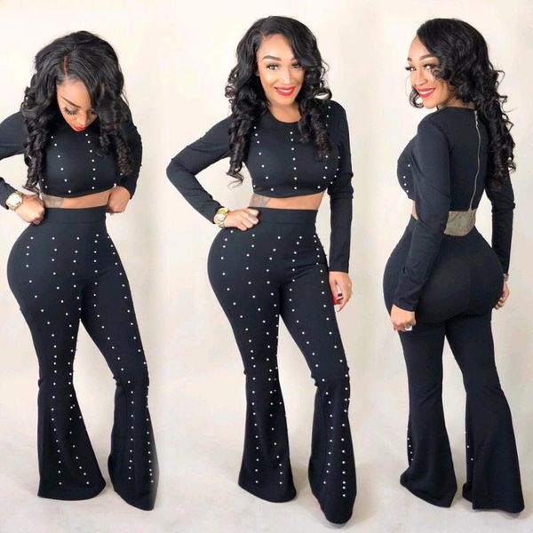 

women's tracksuits bkld women 2021 fall outfit two piece sets long sleeve crop set pant suits for beading clubwear, Gray