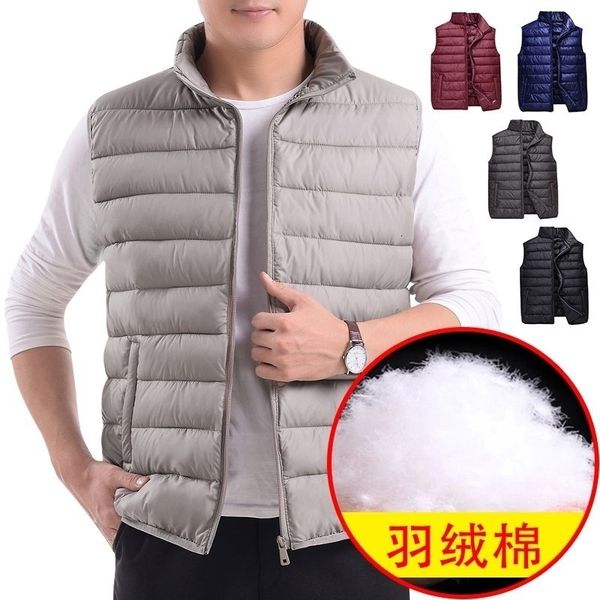 

new light stand collar down vest middle aged and young men's large jacket, Black;white