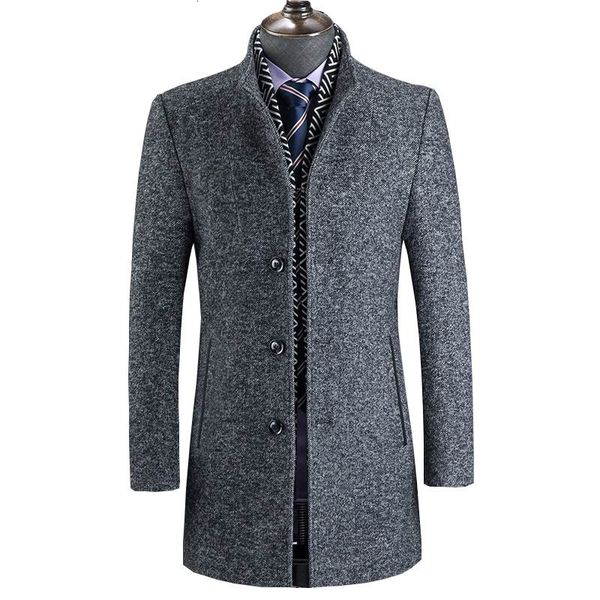 

2021 new arrival winter thicked trench coat men,men's grey casual wool 60% jackets plus-size m-4xl h1bz, Black