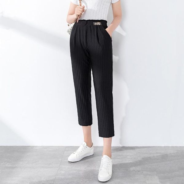

women's pants & capris 2021 summer air-conditioned women korean loose casual cool fashion cropped harem 9368, Black;white