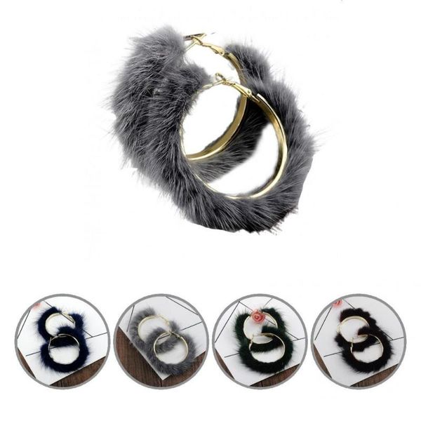 

hoop & huggie women 1 pair attractive plush large circle earrings jewelry dangle for daily wear, Golden;silver