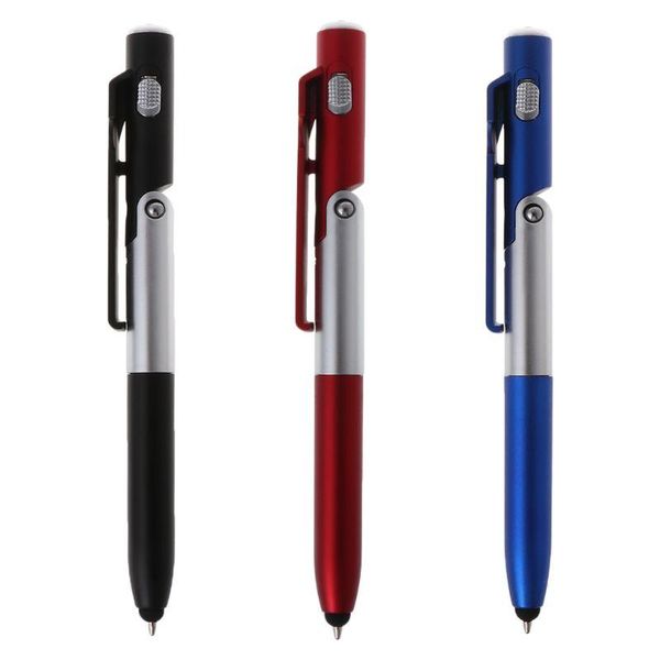 

multifunction 4 in 1 ballpoint pen folding led light mobile phone stand holder school office writing stationery supplies 1xce pens, Blue;orange