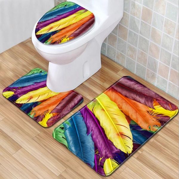 

new creative pattern 3 pieces/set bath mat contour pedestal rug lid toilet cover carpet bathroom set