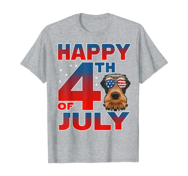 

airedale terrier dog patriotic american 4th of july dogs t-shirt, White;black