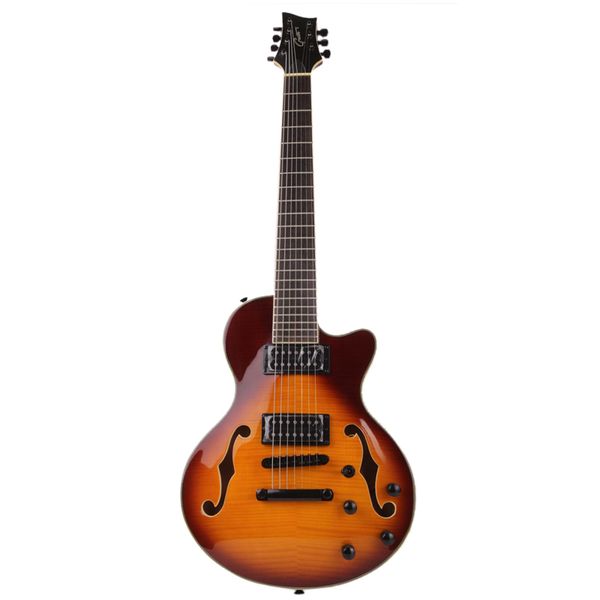 

good quality 7 seven string vintage sunburst electric guitar f hole