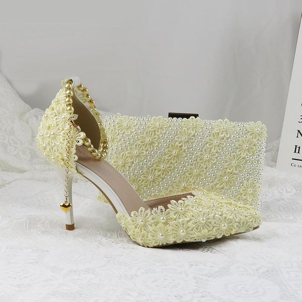 

dress shoes white lace flower party pointed toe thin heel wedding shoe summer sandal 7cm/9cm high women ankle strap, Black