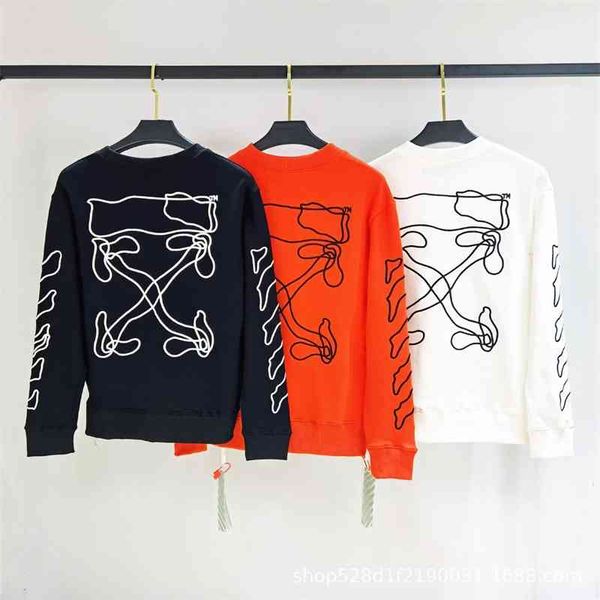 

autumn / winter 2020 new off back curve classic arrow crew neck sleeve for men and women, Black