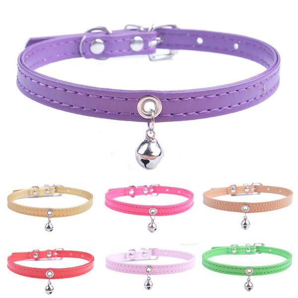 Hundehalsbänder, Leinen, Welpenhalsband für kleine Hunde, verstellbares Haustier mit Glocke, mittlere Katzen, Größe XXS, XS, Lila, Schwarz, Weiß, Rosa